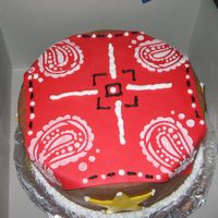 Chocolate Buttercream With Fondant Scarf This is the other cake for the cowboy themed baby shower. I embossed the fondant scarf with buttercream using a stencil