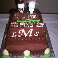 "with This Ping I Thee Wed" Chocolate cake with fudge frosting. Thank you to other CC members for the great idea!