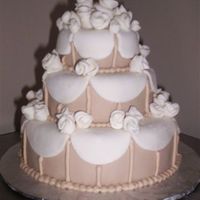 Mini Wedding Cake 6", 4", and 2.5" white chocolate cake covered and decorated with MMF.