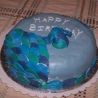 Fish Birthday The man works in a water plant and that is really all I know about him. White cake with vanilla pudding in 2 layers with fondant covering...