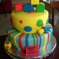 Welcome Baby Kegan! My first attempt at a whimsical type shape. Thank you to everyone on CC for inspiration! The top layer was white cake with lemon filling...