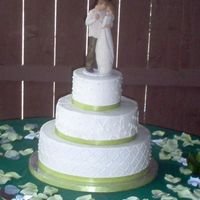 My First Wedding Cake This was my first wedding cake. Thankfully the bride picked something not too difficult. We both were happy with the way it turned out.