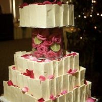 Square White Chocolate Plates Wedding Cake I posted this earlier but this is a better, closer photo & you can see the details. It is white chocolate, poured thin & roughly...