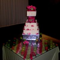 Limes & Pink Roses This is a wedding cake with a theme of limes. The fruit/roses under the glass is fresh. I got the idea off of here where someone had...