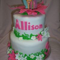 Allison Fondant, with royal icing easter lillies, apple blossoms,and grass, and candle tinkerbell in fondant flower. I enjoyed making this cake,...