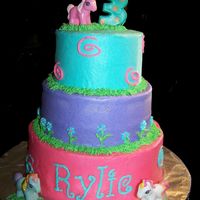 My Little Pony All buttercream!! This cake was easy and fun! The little girl loved it! Got the inspiration off of other CC'rs! THANKS LADIES!
