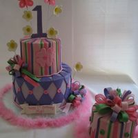 1St Birthday Cake original design by Rebecca Sutterby. IMBC with fondant details.