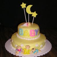 Baby Shower Cake I made this cake for a friend's baby shower based on a picture I saw in a Wilton book. It's two layers - chocolate on the bottom...