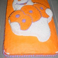 Halloween Boo Ghost I made this for my children's halloween party. Chocolate sheet cake with orange dreamsicle ghost all in buttercream frosting.