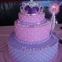Princess Tiara Cake My first attempt toward a stacked cake. I made this for my Goddaughter. 12" chocolate cake, 8" almond vanilla cake w/bavarian...