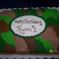 Camoflauge Birthday Cake My niece wanted a Camo cake for her son's first Birthday since the Dad was going to be stationed over in Iraq.