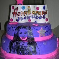Hm Cake I covered the two tiered cake with fondant and then painted on my daughter's fav. pop star