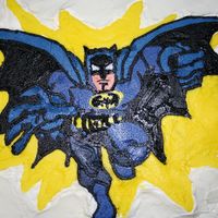 Pics_068.jpg cupcake cake covered in buttercream frosting, Batman is buttercream transfer