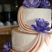 Panelope Taupe Fondant with Brushed embroidery in Cream and Purple-ish Cactus Roses.