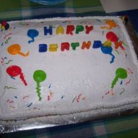 Square Birthday Cake white cake with b/c icing.