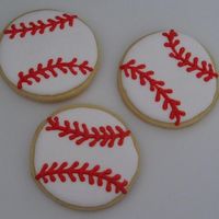 Baseballs.jpg Baseball cookies for the first game of the year. Sugar cookies with royal icing.