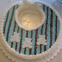 Baby Shower Cake My take on Collette Peter's Baby Shower Cake. The invitations for the shower were blue and brown, so I used that color scheme on the...