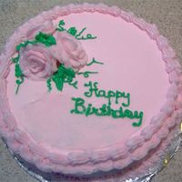 Pink Birthday Cake With Pink Roses This is my 2nd cake I made since starting my Wilton Classes. I tried my hand at the roses and I think they turned out O.K. for my first...