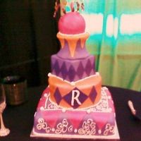 Colorful Wedding Cake This cake has a lot of colors that work well together the bride sketched and designed it.