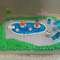 Pool Party Themes Cake This was an inspiration from another cc member on here. I was asked to make a cake for a pool party and it was also the husband and wifes...