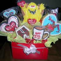 Valentine Cookie Bouquet Sugar cookie, royal icing decorations. All the cookies have a special meaning to the customer.