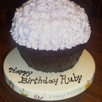 Giant Cupcake Dark Chocolate cake with BC frosting