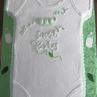 Sweet Pea Baby Wear 3/4 sheet cake (double) then took a 1/2 and cut it in half to make the top.