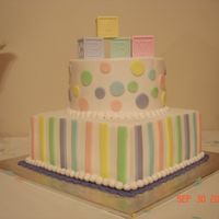 Polka Dots And Stripes Baby Shower Cake I got the idea for this cake from the party invitations.