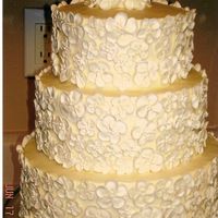3-Tier Round Bridal Shower Cake With White Royal Icing Flowers And Ivory Icing 