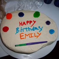 Art Pallet I used DH white cake with pudding in between layers and regular BC to frost. The "paint" colors are just gels. Got the idea from...