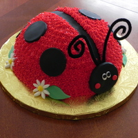 Ladybug This was done with the soccer ball pan. Buttercream with fondant accents.