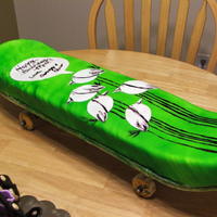 Skate Board Cake Found this board design online, and thought it was cute. The cake is on a real skate board, wrapped in plastic. You might notice that the &...