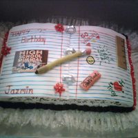 Highschool Musical A birthday cake for a nine yr olds birthday... vanilla with buttercream and fondant accesories