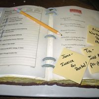Date Book This cake was done for an office party pot luck lunch! Gumpaste pencil and binder rings, fondant sticky notes, printed on rice paper.