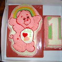 Care Bear Birthday cake for my great niece first birthday. butter cake and butter cream.