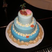 Luau I did this for friends who were celebrating their 5th wedding anniversary. Chocolate palm tree, hand molded flip flops and gumpaste...