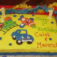 1St Birthday Cake This is an all BC cake I made for my son and a little friend from his playgroup. They had a joint party for their 1st birthday.