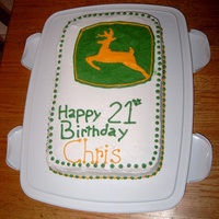John Deere Cake I did for my b-i-l's birthday a couple years ago. I messed up on the number. LOL He turned 22 not 21. I fixed it when I realized...
