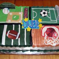 Sports 2-layer 12x18 iced with BC. Fondant sports balls with edible images.