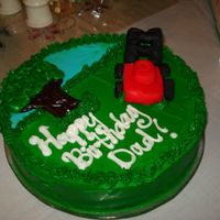 Lawnmower Birthday Cake made this for my dads birthday,hes into gardening. ...frosting was a little runny:(