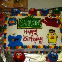 Sesame Street Cake And Cupcakes made this for my nieces 2nd birthday,she loved them. BC frosting for everything.