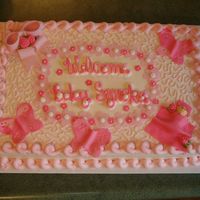 Baby Girl Butterfly Shower This as a 12x18 sheet cake frosted in buttercream with MMF butterflies, baby and flowers. Not what I had in mind for the butterflies, I...