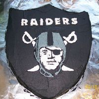 Raiders Cake A birthday cake for a Raiders fan. All buttercream. Logo done with piping gel.