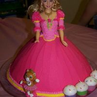 Princess Genevieve Cake I made this for my daughter's 4th birthday. She is obsessed with Barbie in the 12 Dancing Princesses. It was funfetti cake w/pink...