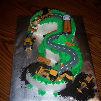 Masons 3Rd B/day I used a 9" round pan and the how to make number cakes template from this web site