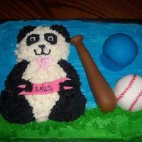 Panda/baseball Cake This cake was done for a boy and girls B/day, she likes Panda Bears and he likes Baseball, so incorporated both themes into one cake as...