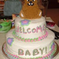 Brown Bear Baby Shower I made this cake for a friend at work to take for a baby shower for her cousin. French vanilla cake with vanilla buttercream and raspberry...