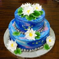 Waterlilies_Email.jpg buttercream "painting" with gumpaste flowers