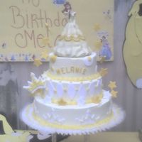 Beauty & Beast 3 tier Beauty and the Beast Whip Cream with Fondant accents.