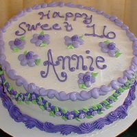 Sweet 16 Birthday Cake This is an 8" double layer I did for a friend's daughter who LOVES purple, I think this is one of my favorites!!